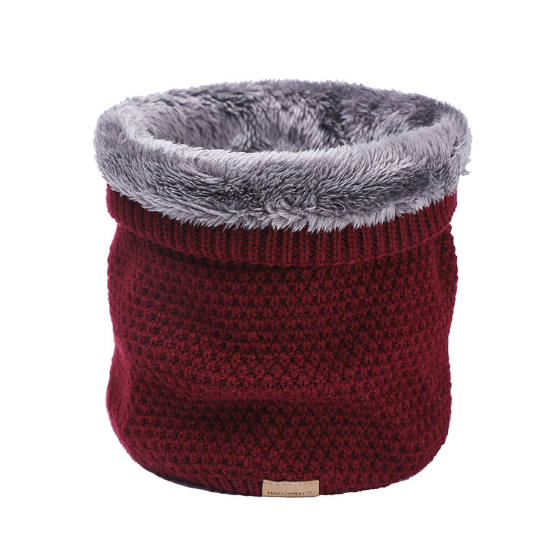 Men's Knitted Velvet Padded Neck Protection Scarf