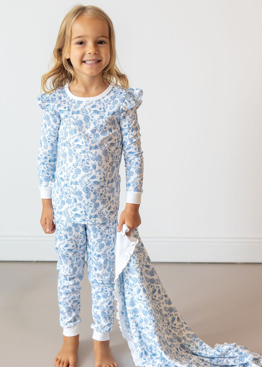 Floral Bunnies Pima Long Pajama Set
