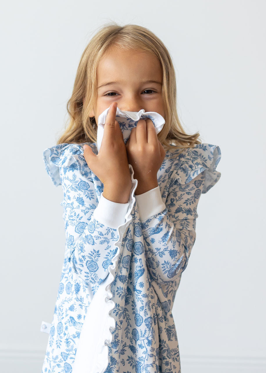 Floral Bunnies Pima Long Pajama Set