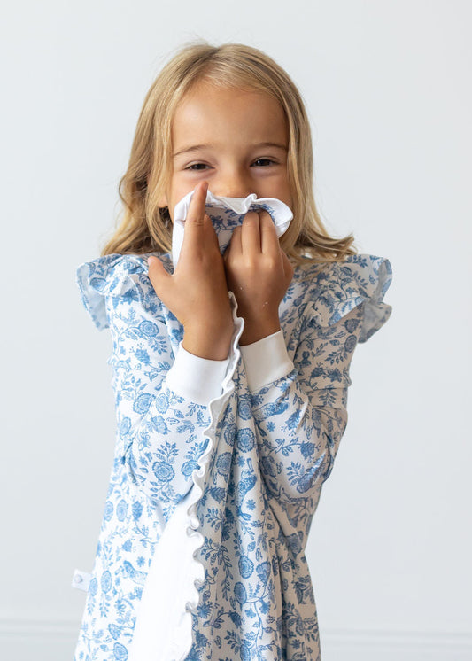 Floral Bunnies Pima Long Pajama Set