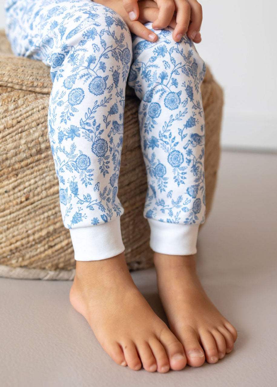 Floral Bunnies Pima Long Pajama Set