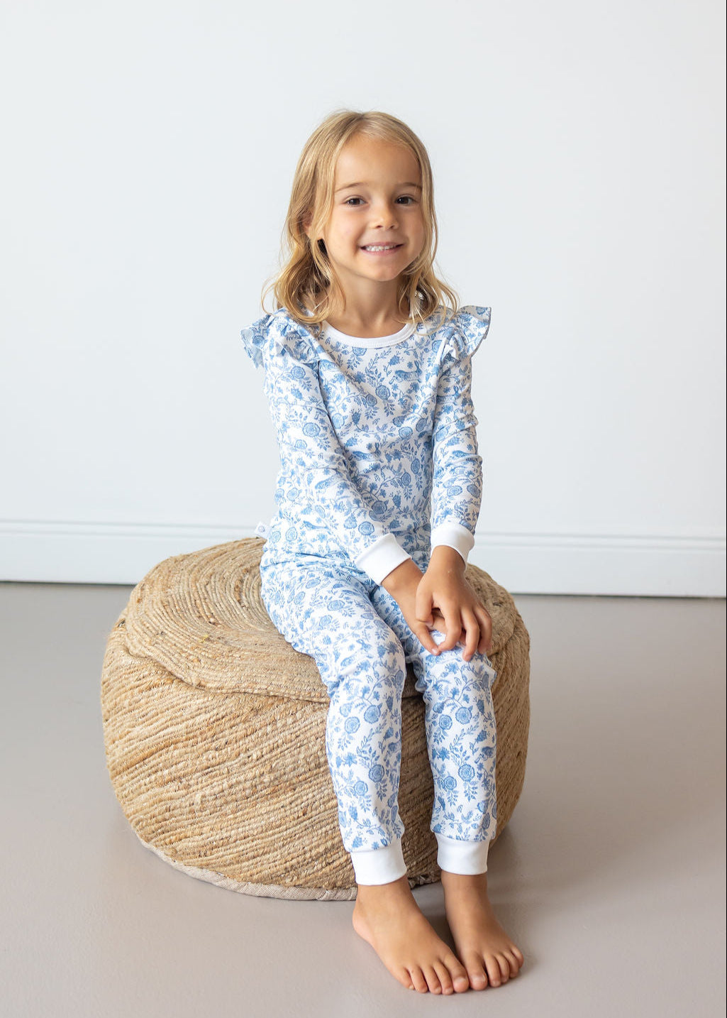 Floral Bunnies Pima Long Pajama Set