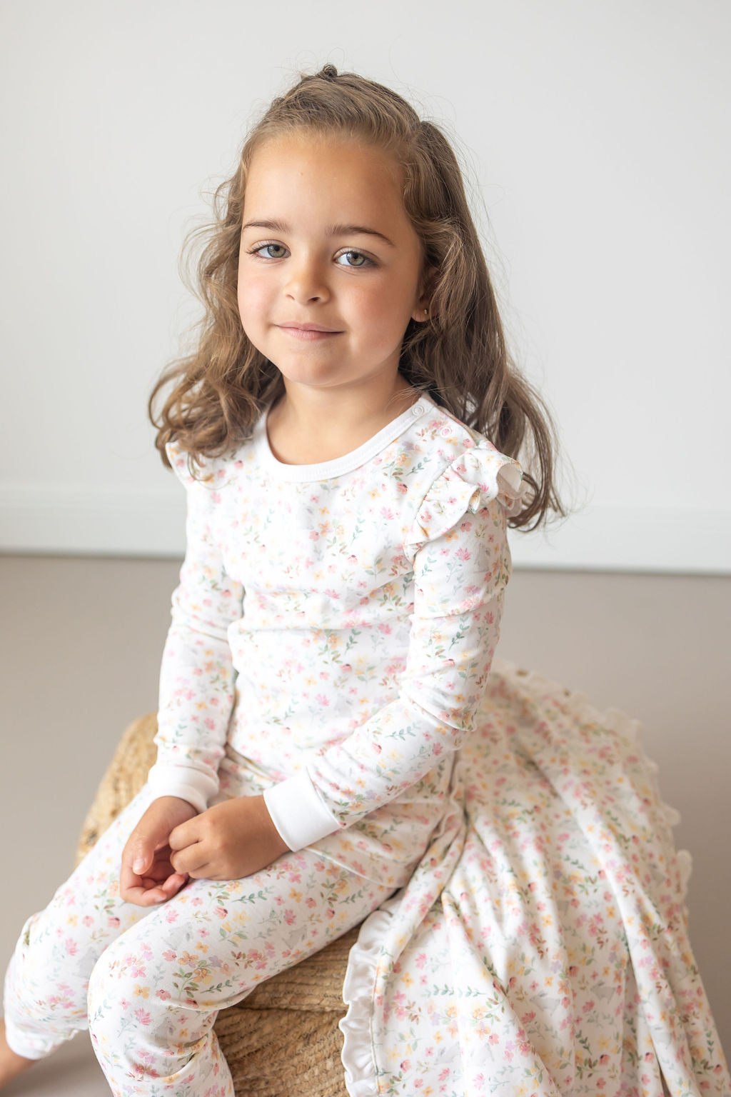 Winter Flowers Pima Long Pajama Set