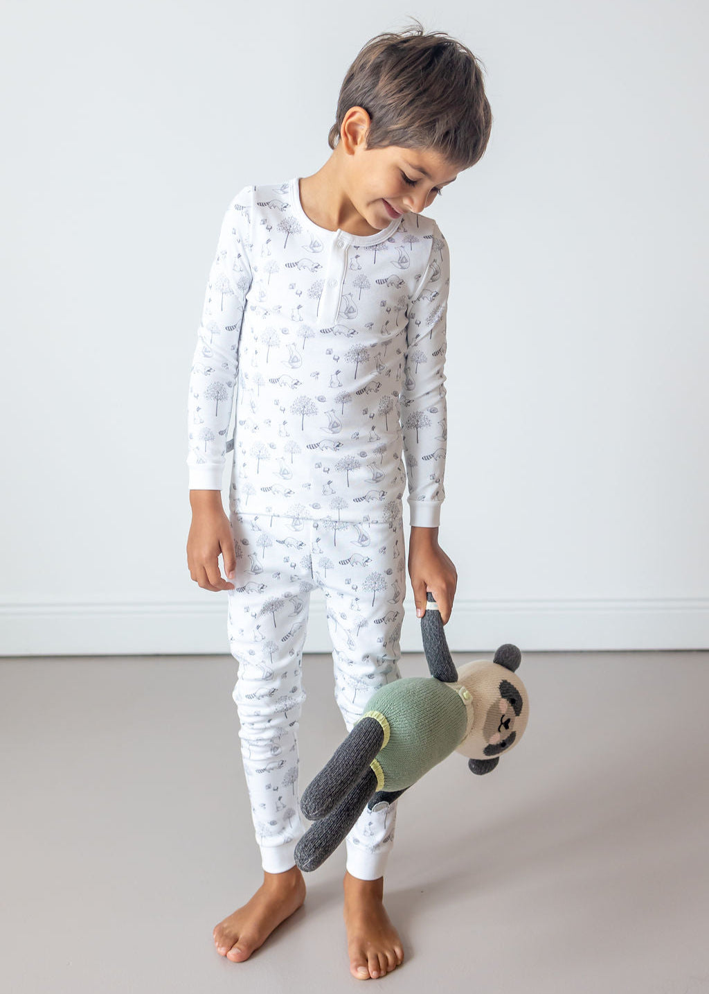 Gray Raccoon Pima Long Pajama Set
