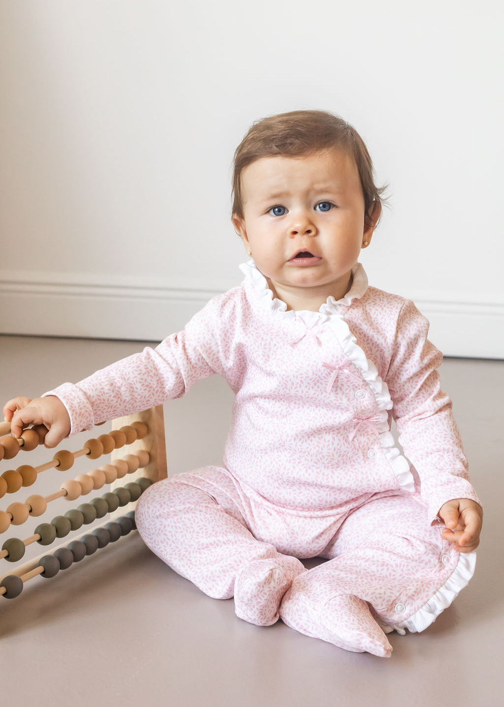 Pink Leaves Pima Baby Pajama