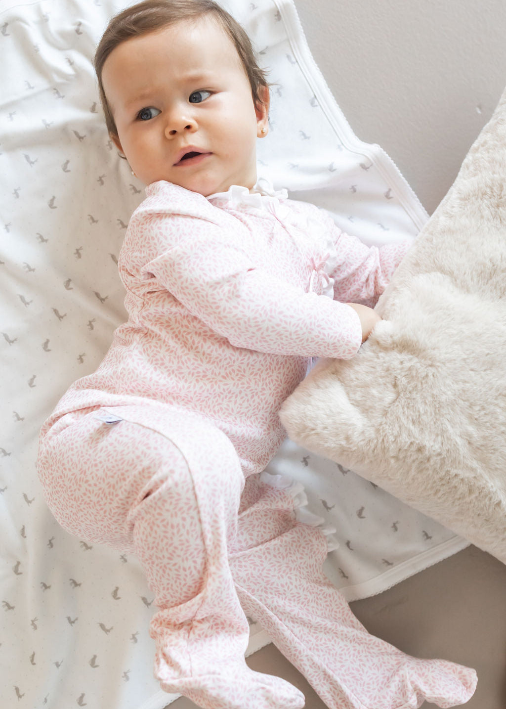 Pink Leaves Pima Baby Pajama