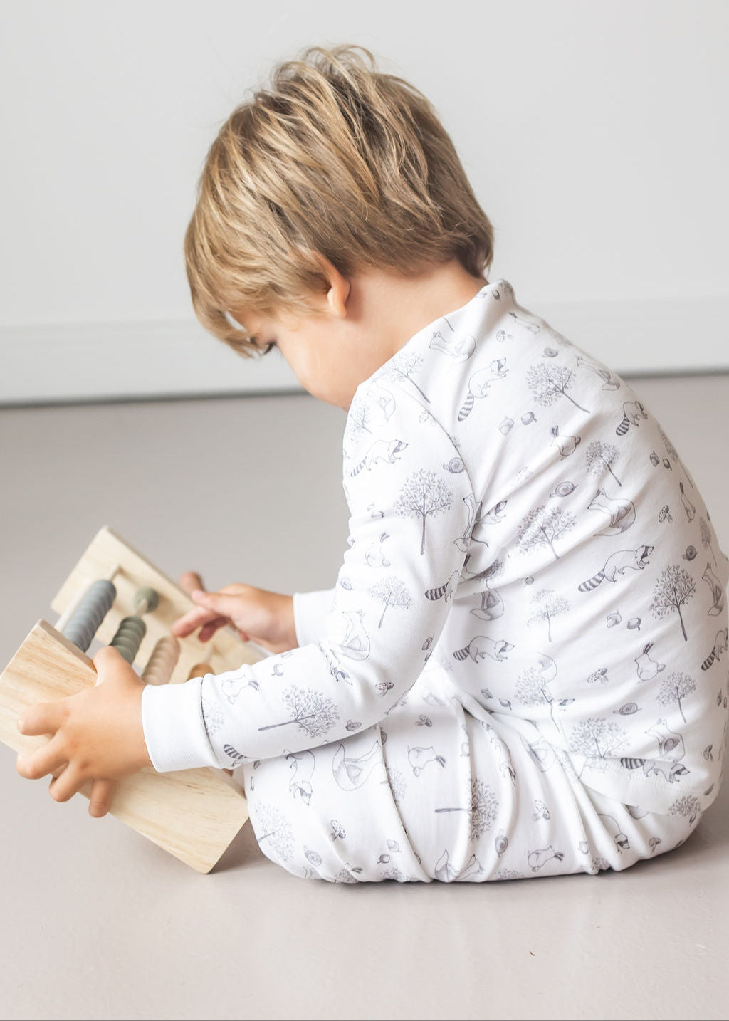 Gray Raccoon Pima Long Pajama Set