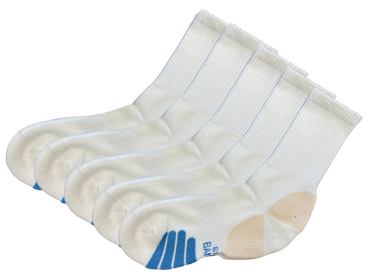 High Performance Crew Bamboo Viscose Socks Unisex White Color - 5-pack