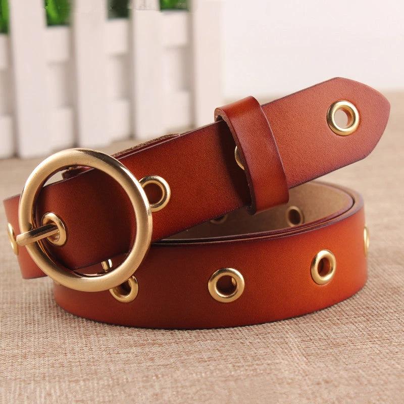 Classic Round Buckle No Hole Belt by GJG Denim
