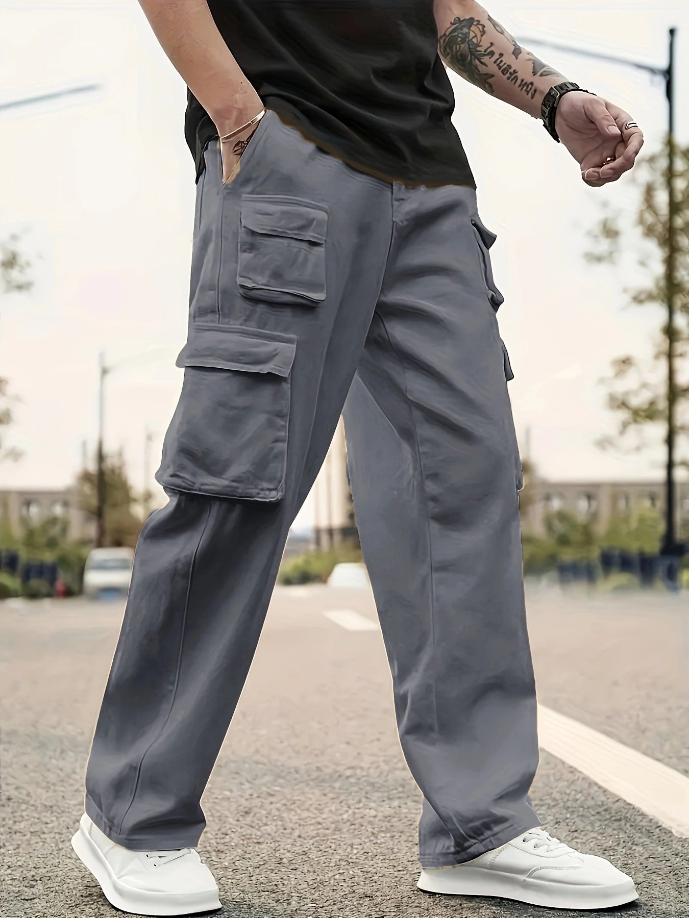 Men's Casual Cargo Pants Loose