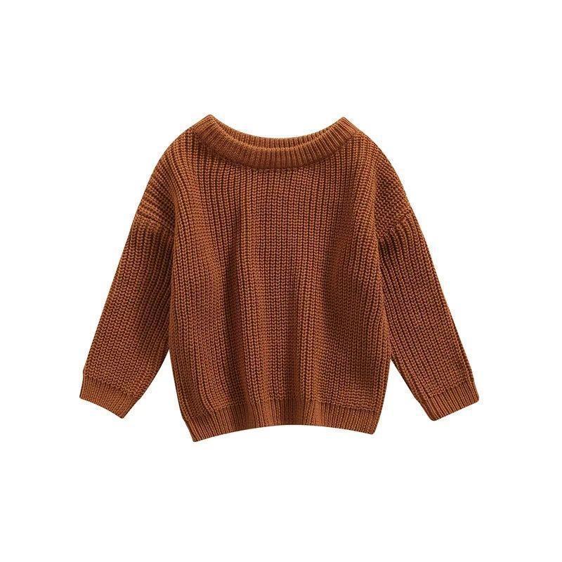 Girls' Solid Color Crew Neck Casual Sweater