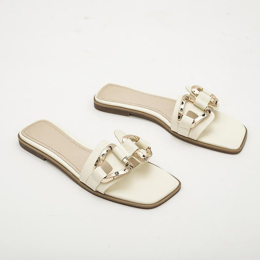 Flat sandals gold hardware