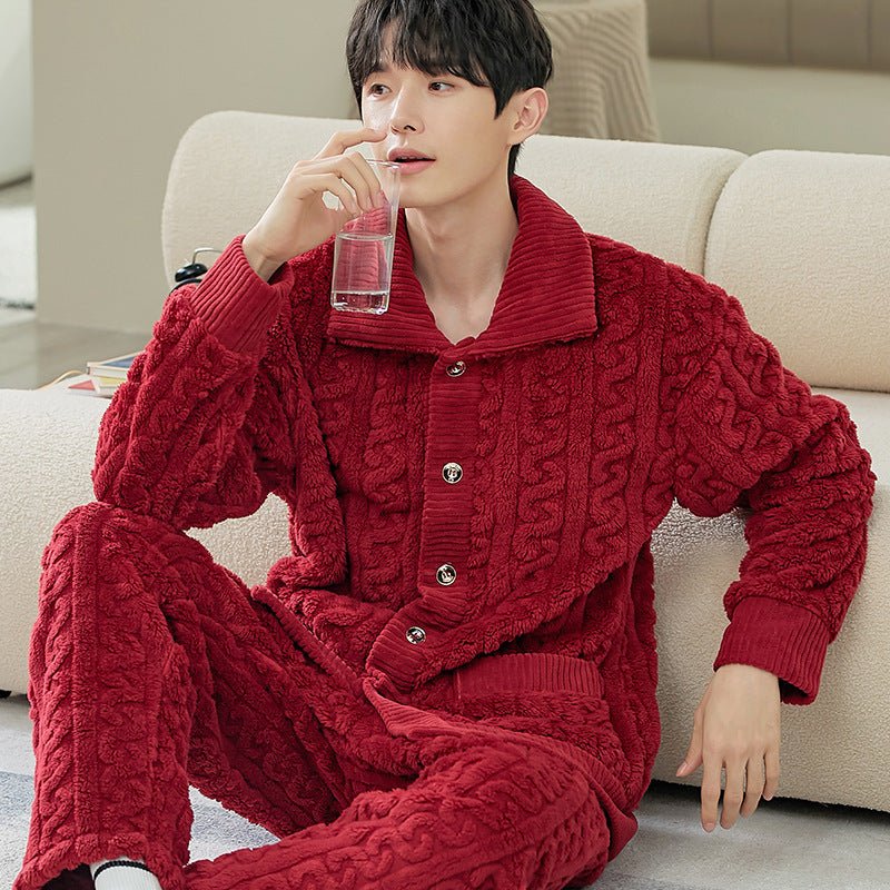 Men's Long Sleeve Cardigan Pajamas
