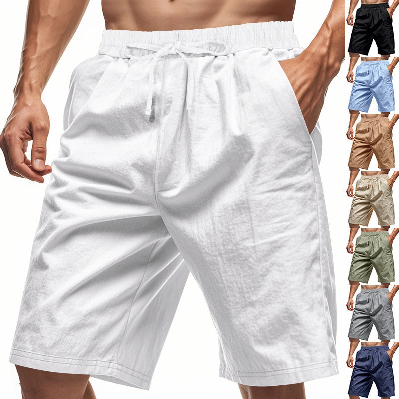 Men's Pants Loose Casual Linen Solid Color Shorts