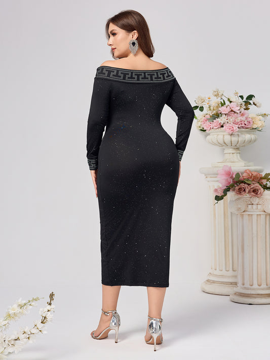 Autumn And Winter Long Sleeve Slim-fit Sequined Dress