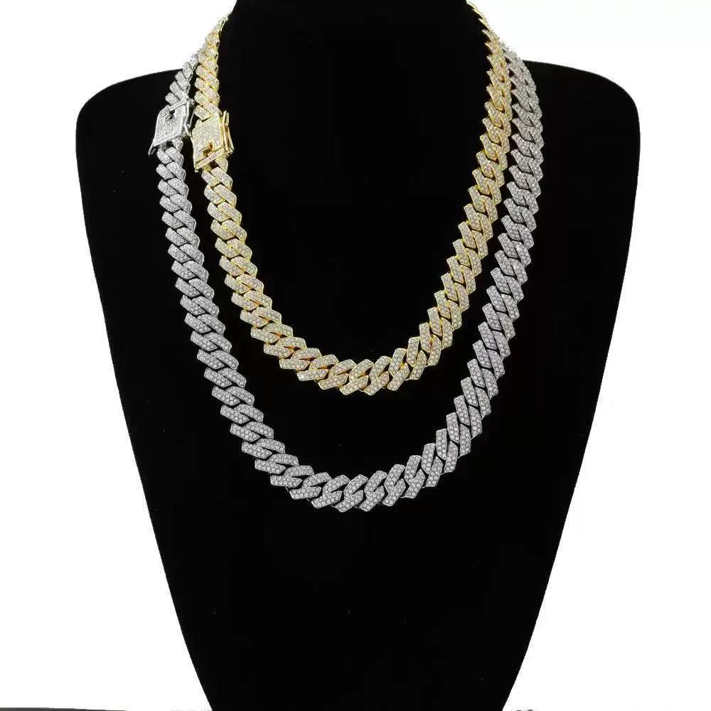 14mm Diamond-Encrusted Rhombus Necklace For Men by GJG Denim