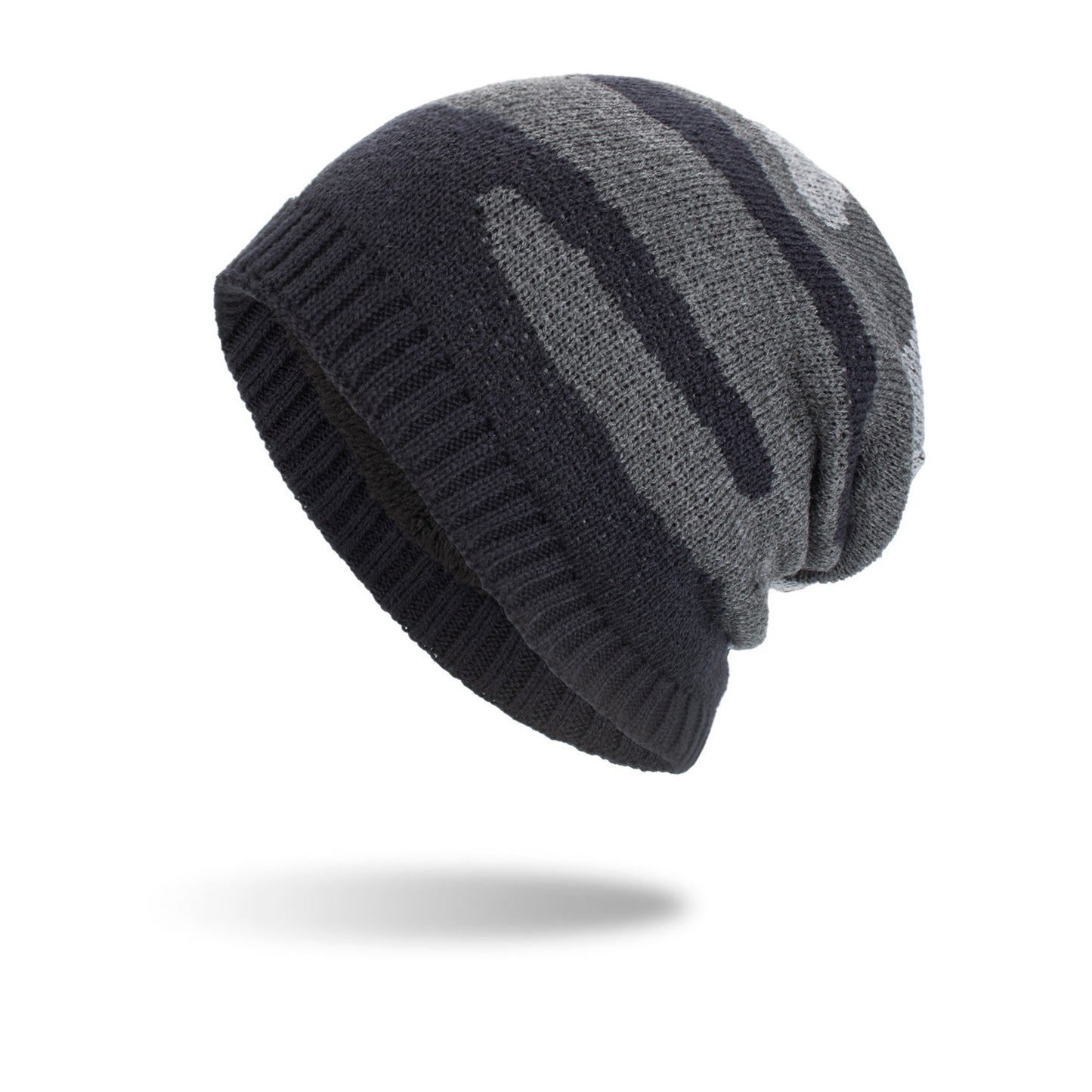 Men's Tricolor Striped Long Pullover Knit Beanie