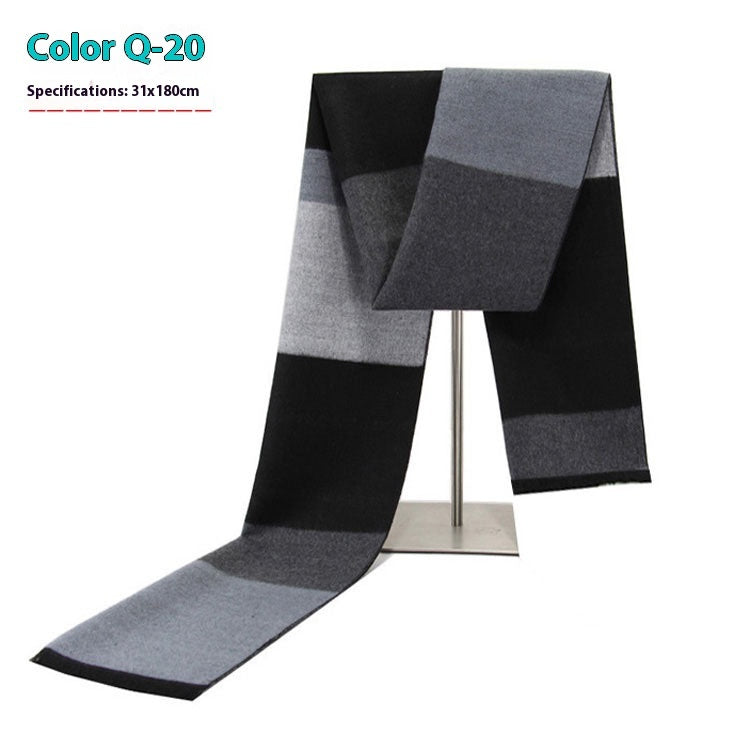 Men's Warm Cashmere-like Striped Scarf