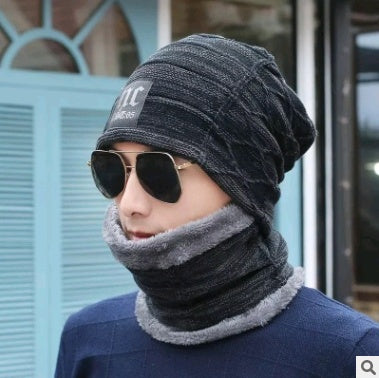 Men's Knitted Beanie and Neck Warmer Set