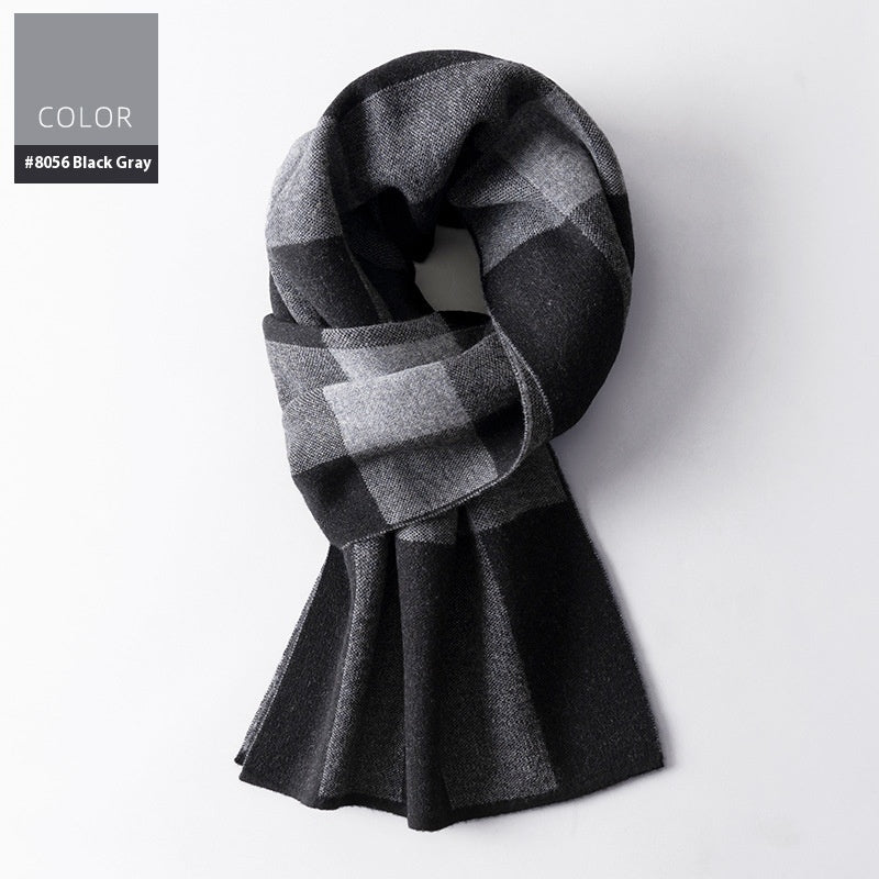 Men's Wool Winter Plaid Double-sided Scarf