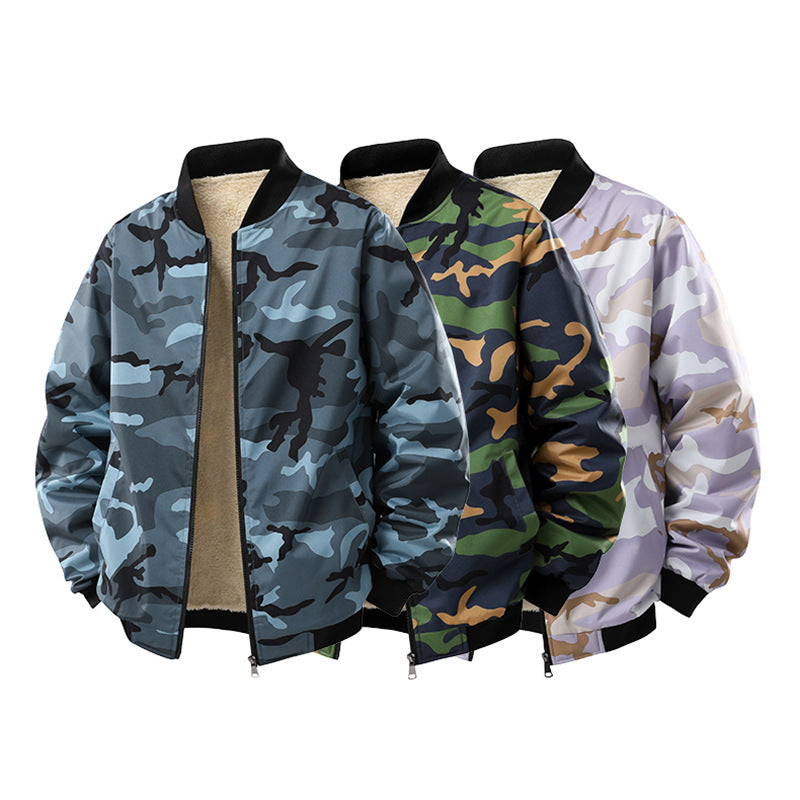 Men's Fleece-lined Thick Casual Camouflage Jacket