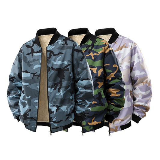 Men's Fleece-lined Thick Casual Camouflage Jacket