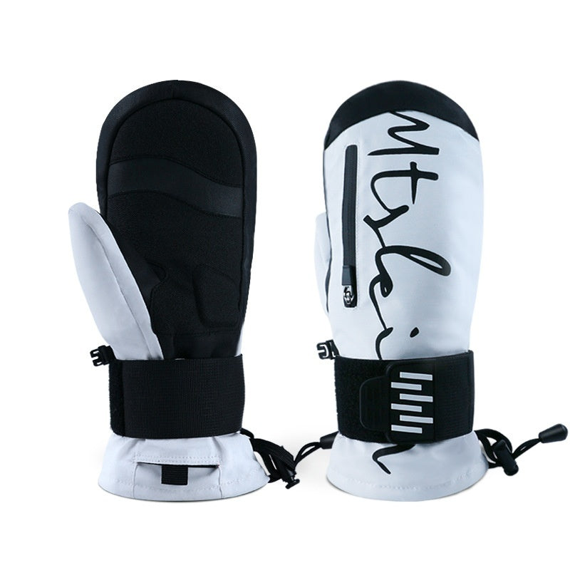 Men's Built-in Wristband Shock Absorption Veneer Warm Waterproof Ski Gloves