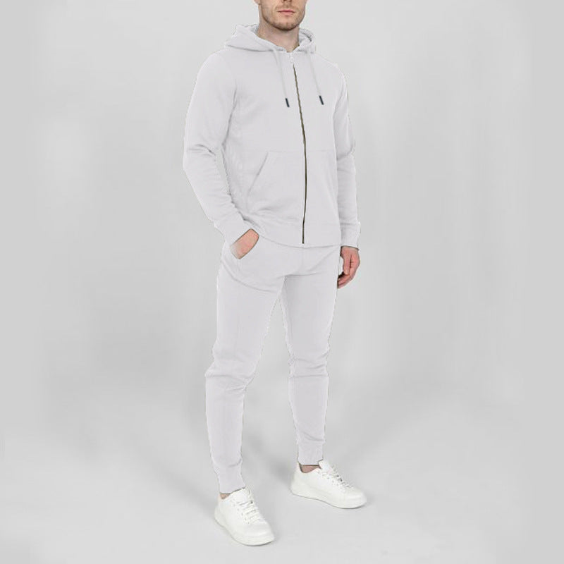 Solid Color Fashion Casual Set Hooded Cardigan Coat