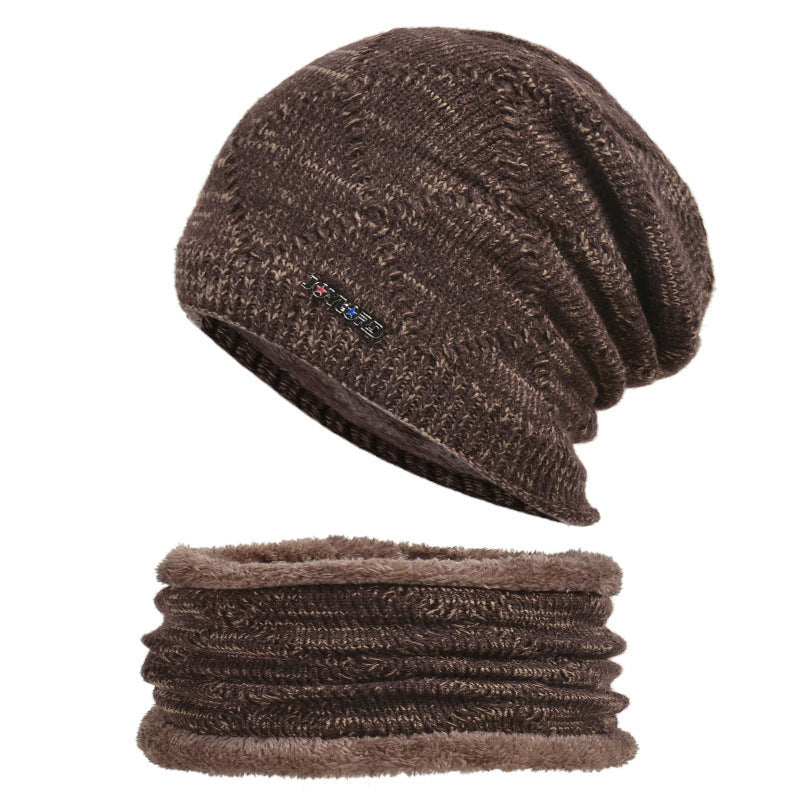 Men's Two-piece Woolen Hat With Head And Ear Protection and Neck Warmer