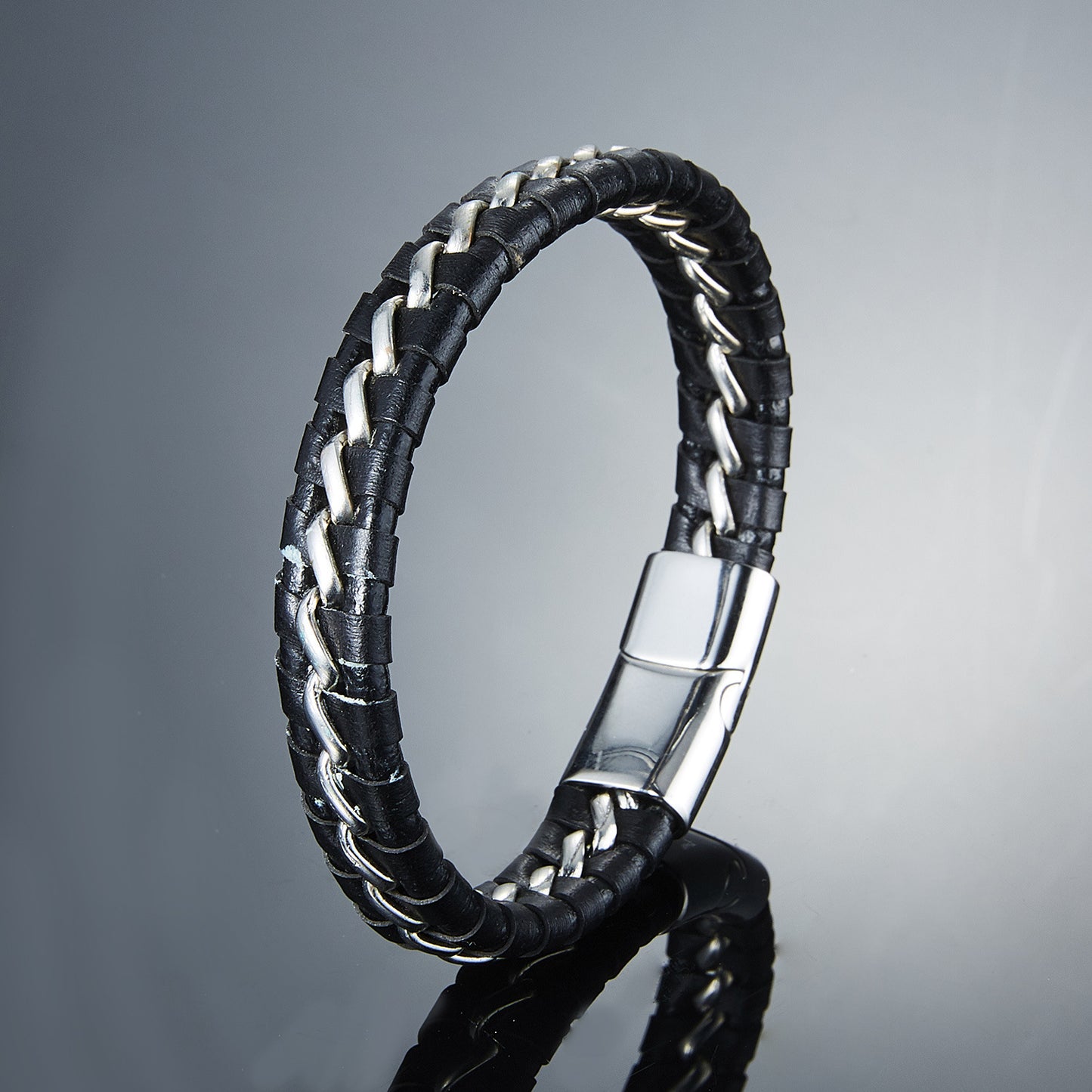 Woven Faux Leather Bracelet For Men