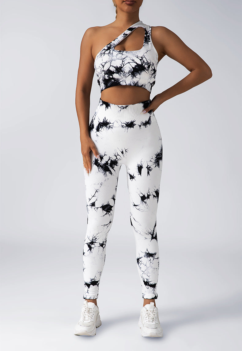 Seamless Knitted Tie-dye Yoga Suit Women