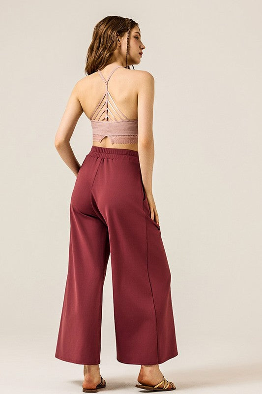 Stretch Yoga Knit Wide Leg Palazzo Pants