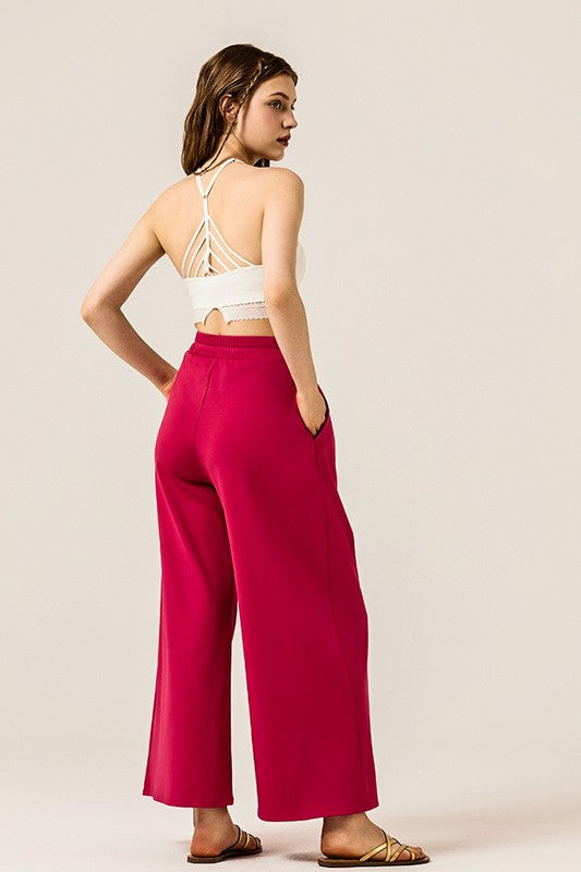 Stretch Yoga Knit Wide Leg Palazzo Pants