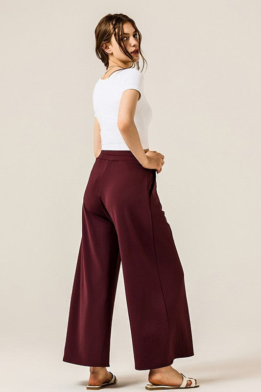 Stretch Yoga Knit Wide Leg Palazzo Pants
