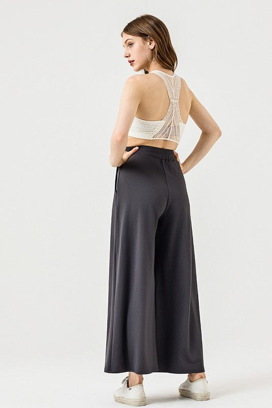 Stretch Yoga Knit Wide Leg Palazzo Pants