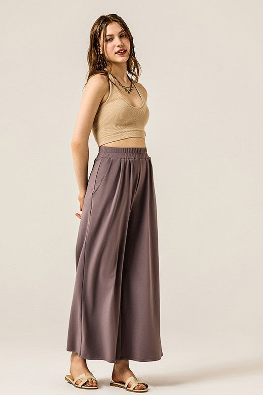 Stretch Yoga Knit Wide Leg Palazzo Pants