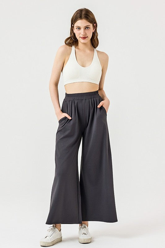 Stretch Yoga Knit Wide Leg Palazzo Pants