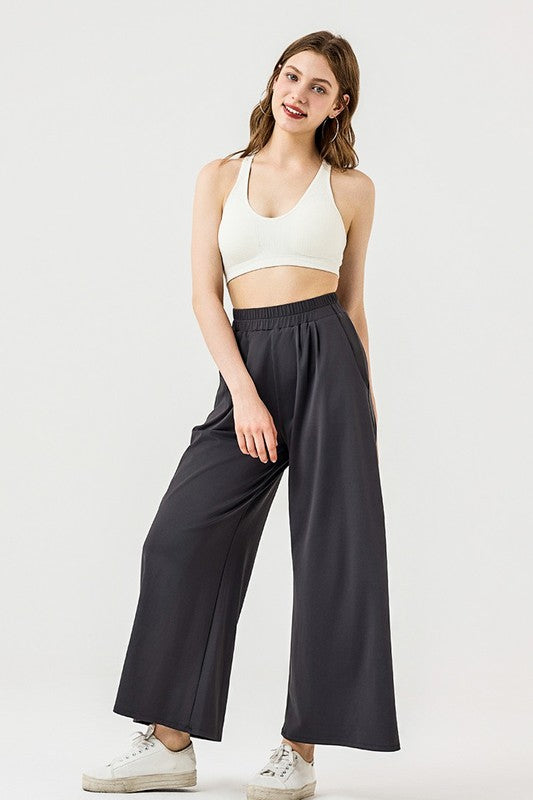 Stretch Yoga Knit Wide Leg Palazzo Pants