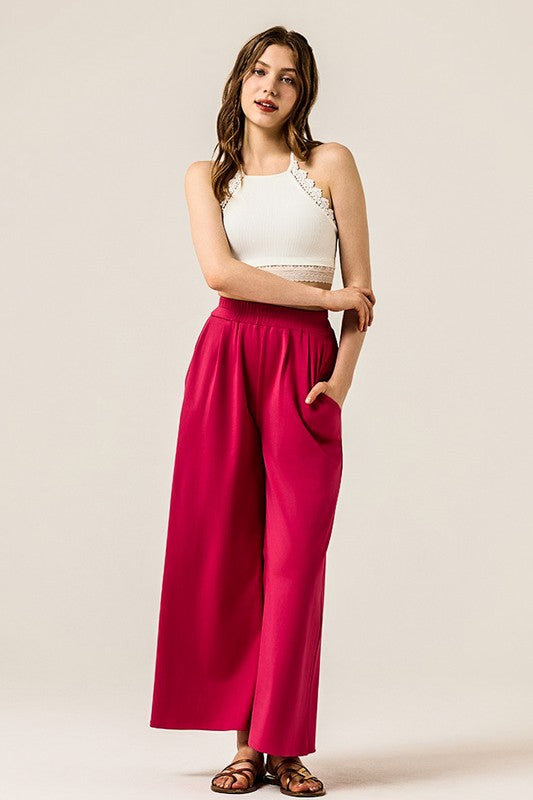 Stretch Yoga Knit Wide Leg Palazzo Pants