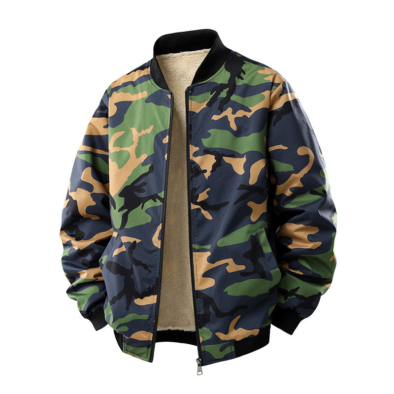 Men's Fleece-lined Thick Casual Camouflage Jacket
