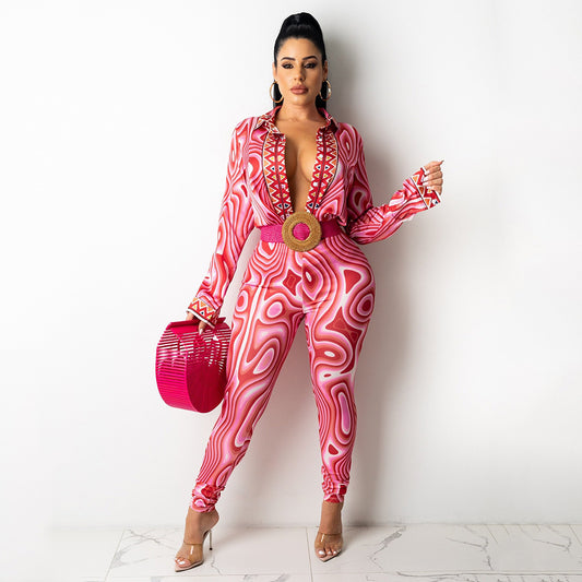 Printed Long Sleeve Matching Set