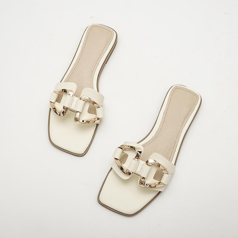 Flat sandals gold hardware
