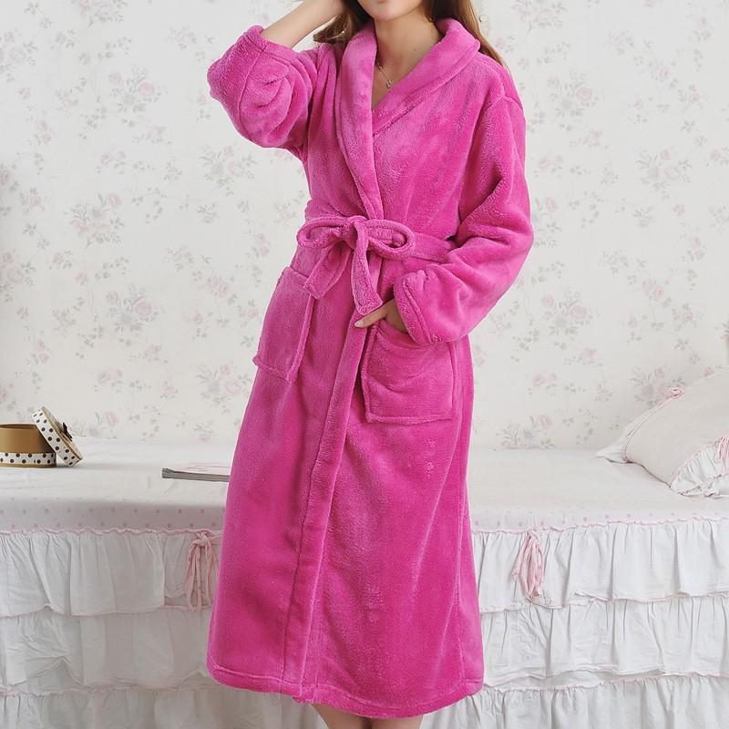 Coral Fleece Pajamas Women Thickened Flannel Long-sleeved Men's Bathrobes Home Clothes