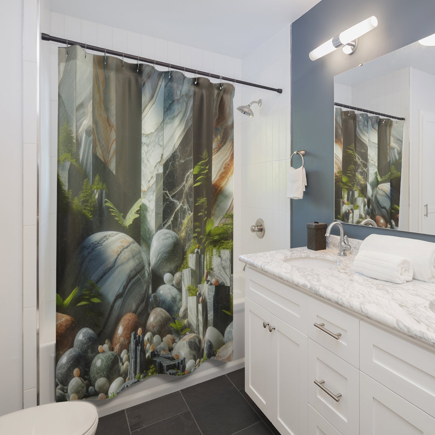 Nature-Inspired Shower Curtains, Elegant Bathroom Décor, Marble Design, Home Spa Vibe, Unique Gift for Holidays