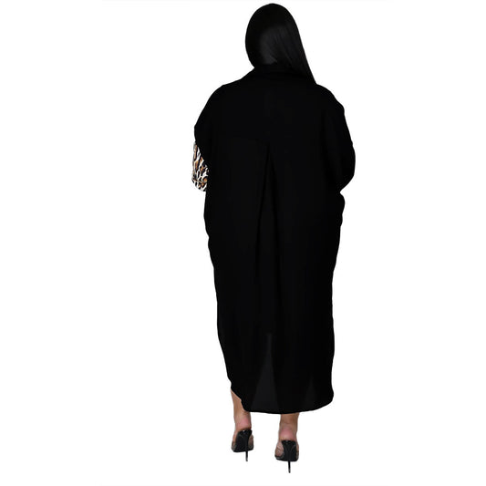 Women Plus Size Dress Patchwork Turn-down Collar