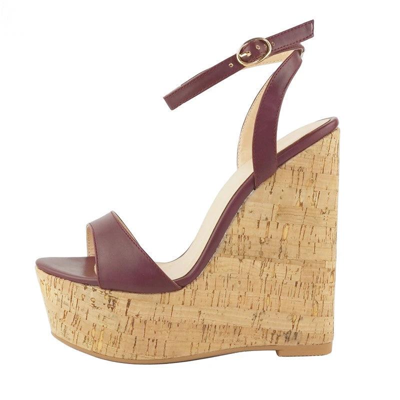 Wood Wedge Platform Sandals by GJG Denim
