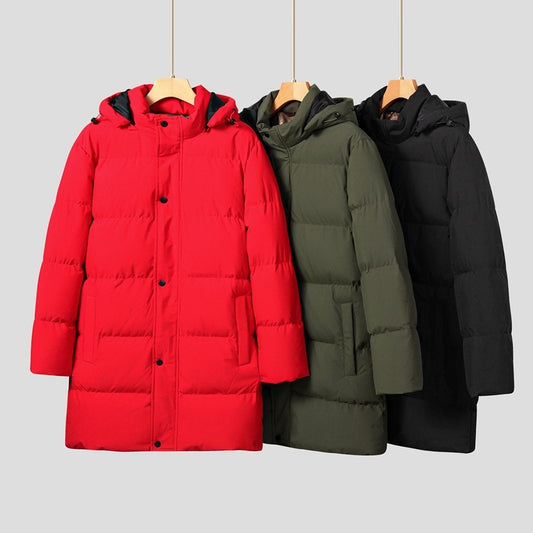 Men's Thickened Thermal Long Color Cotton Coat