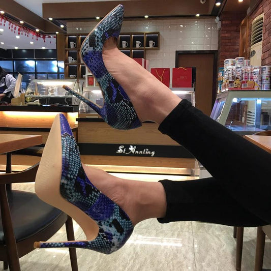 Snakeskin Pumps Leather Shoes by GJG Denim