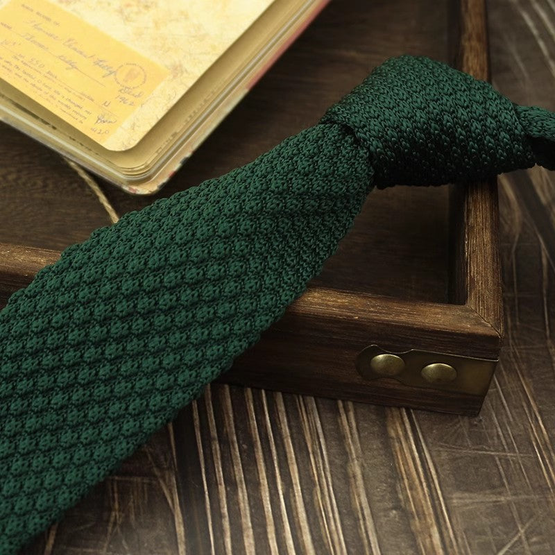 Narrow Woolen Knitted Tie For Men