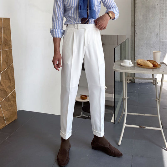 Men's High Waist Business Casual Straight-leg Pants
